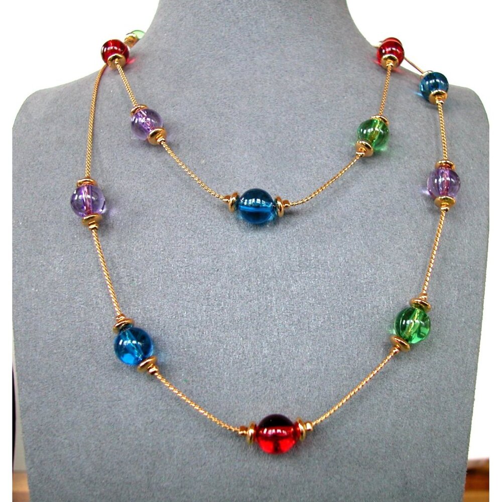 Premier Acrylic Beaded Necklace With Gold-Tone Chain & Lobster Clasp